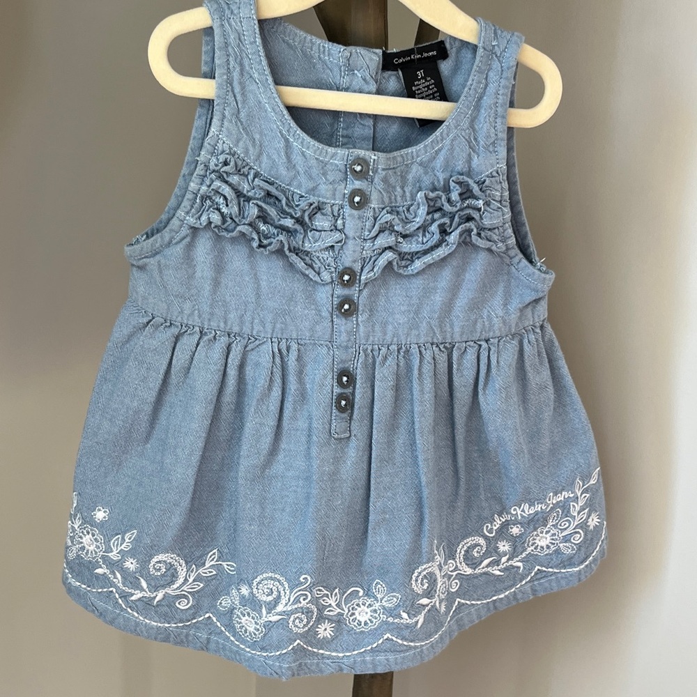 Calvin Klein Jeans Denim Blue Embroidered Tank Top